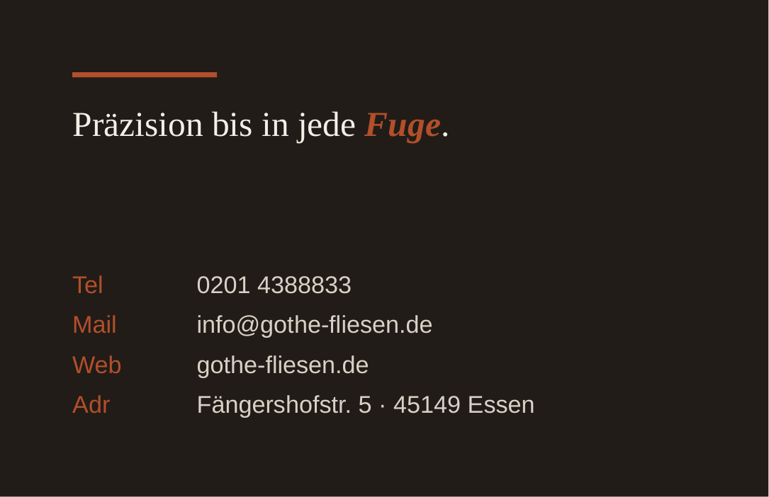 Visitenkarte Rückseite